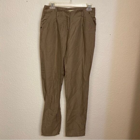 Anthropologie Daughters of the Liberation Tan Linen Wide Leg Pant - Picture 1 of 5